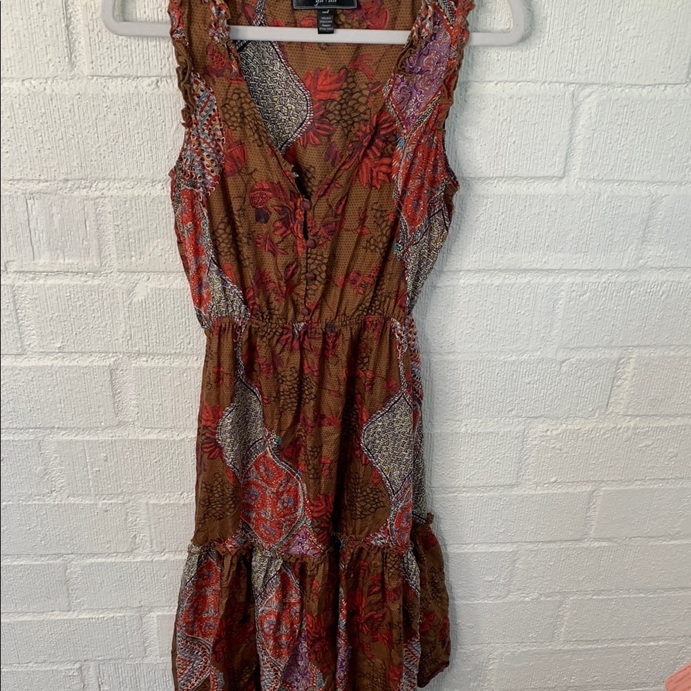 Anthropologie Ya Da Silk Midi Ruffled Tiered Dress sz S